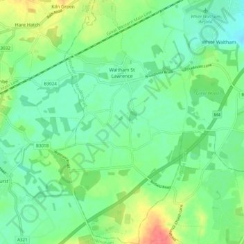 Waltham St. Lawrence topographic map, elevation, terrain