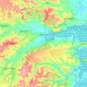 Goiana topographic map, elevation, terrain