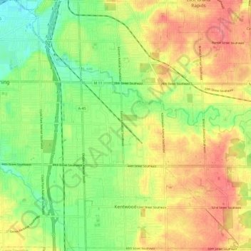 Kentwood topographic map, elevation, terrain