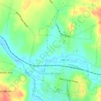 Union Bridge topographic map, elevation, terrain