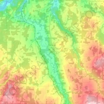 Compton topographic map, elevation, terrain
