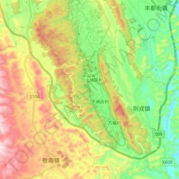 万峰林 topographic map, elevation, terrain