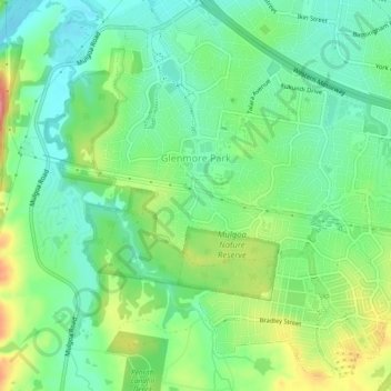 Glenmore Park topographic map, elevation, terrain