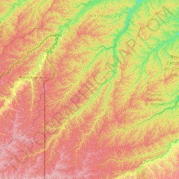 Chandless River topographic map, elevation, terrain