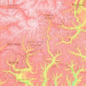 Oblast Belgorod topographic map, elevation, terrain