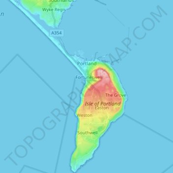 Portland topographic map, elevation, terrain