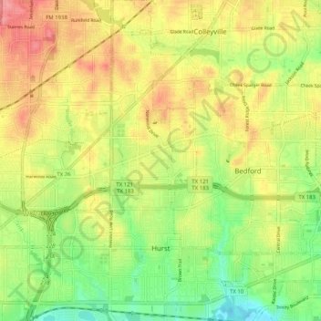 Hurst topographic map, elevation, terrain