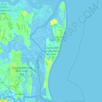 Cumberland Island National Seashore topographic map, elevation, terrain