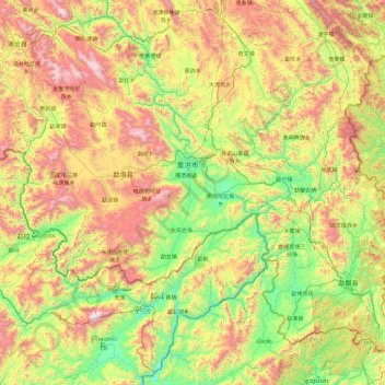 Prefeitura autônoma dai de Xishuangbanna topographic map, elevation, terrain