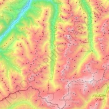 Kaunertal topographic map, elevation, terrain