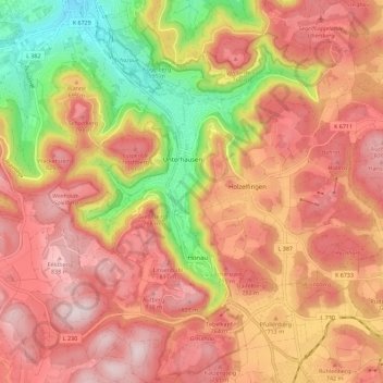 Lichtenstein topographic map, elevation, terrain