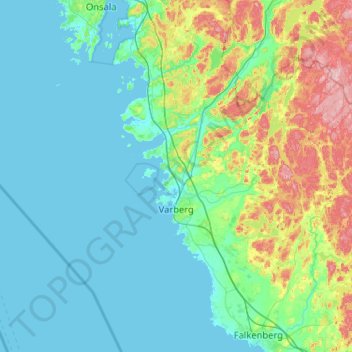 Varbergs kommun topographic map, elevation, terrain