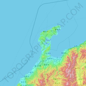 Ishikawa Prefecture topographic map, elevation, terrain