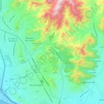 Villa María del Triunfo topographic map, elevation, terrain