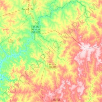 Urutaí topographic map, elevation, terrain