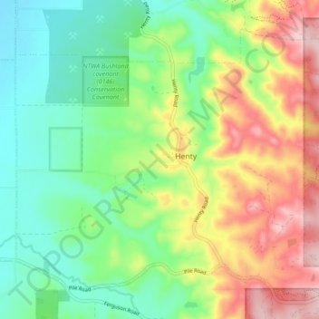 Henty topographic map, elevation, terrain