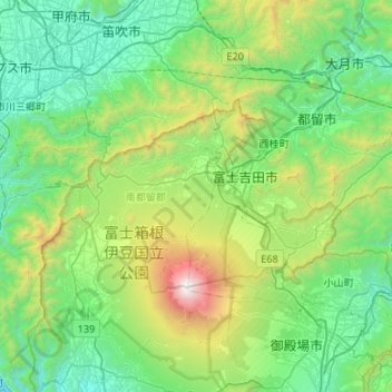 Minamitsuru District topographic map, elevation, terrain