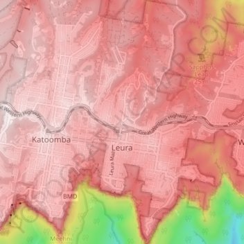 Leura topographic map, elevation, terrain