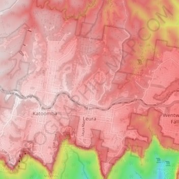 Leura topographic map, elevation, terrain