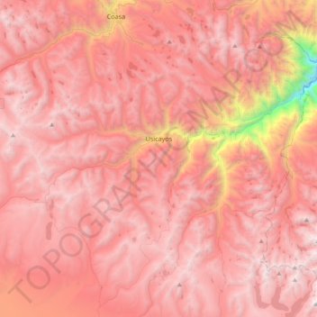 Usicayos topographic map, elevation, terrain