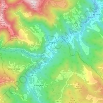 Gorreto topographic map, elevation, terrain