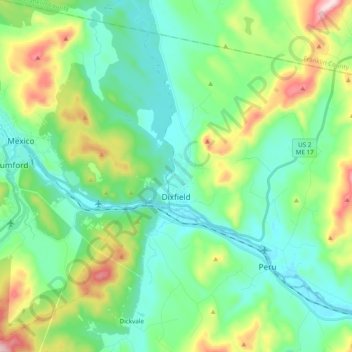 Dixfield topographic map, elevation, terrain