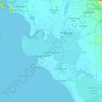 Bagan Datuk topographic map, elevation, terrain