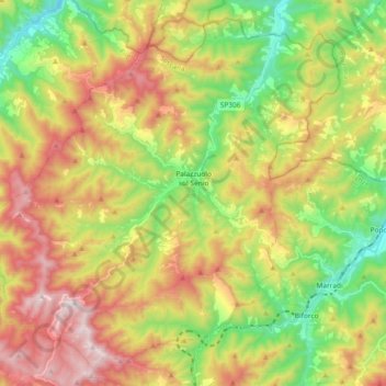 Palazzuolo sul Senio topographic map, elevation, terrain