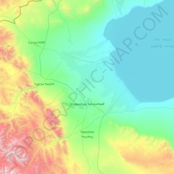 Ulaangom topographic map, elevation, terrain