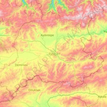 Bayburt topographic map, elevation, terrain