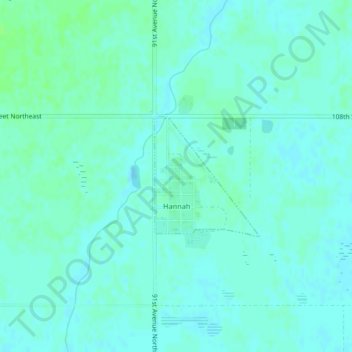 Hannah topographic map, elevation, terrain