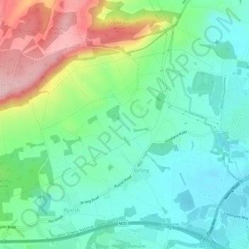 Birling topographic map, elevation, terrain