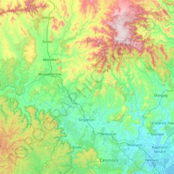 Hunter River topographic map, elevation, terrain