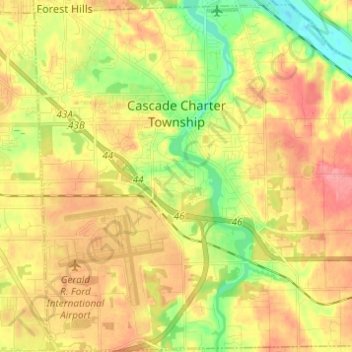 Cascade Charter Township topographic map, elevation, terrain