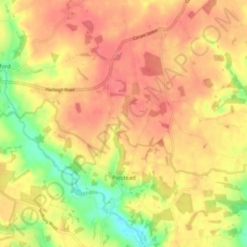 Polstead topographic map, elevation, terrain