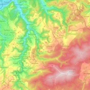 Ruwer topographic map, elevation, terrain