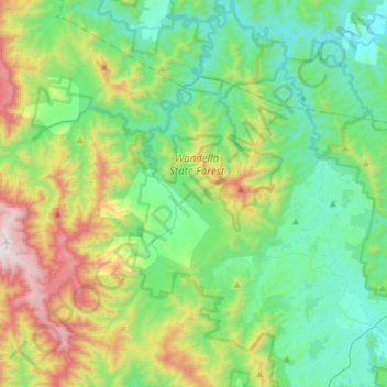 Yowrie topographic map, elevation, terrain