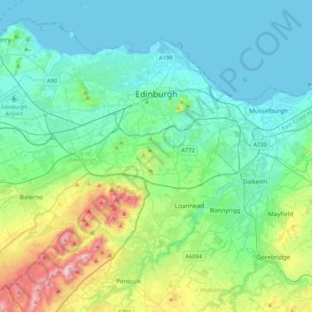 City of Edinburgh topographic map, elevation, terrain