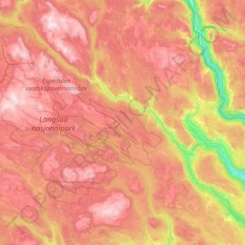 Gausdal topographic map, elevation, terrain