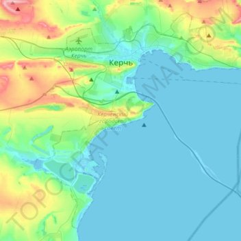 Kerch topographic map, elevation, terrain