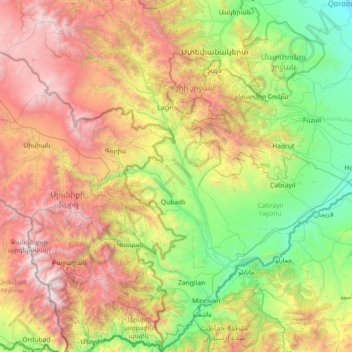 Kashatagh topographic map, elevation, terrain