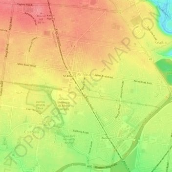 St Albans topographic map, elevation, terrain