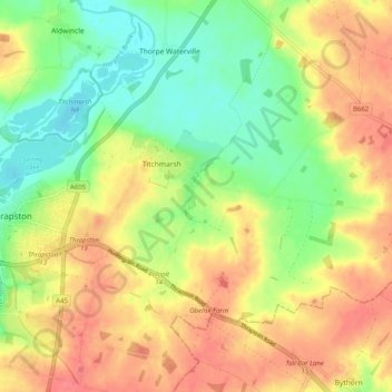 Titchmarsh topographic map, elevation, terrain