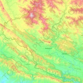Nowshehra Tehsil topographic map, elevation, terrain