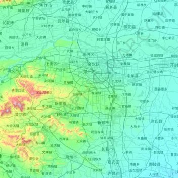 Zhengzhou topographic map, elevation, terrain