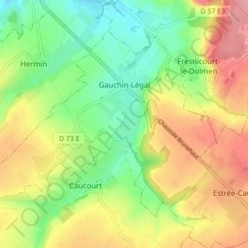 Gauchin-Légal topographic map, elevation, terrain