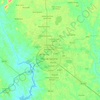 Feira de Santana topographic map, elevation, terrain