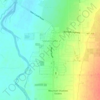 Stevensville topographic map, elevation, terrain