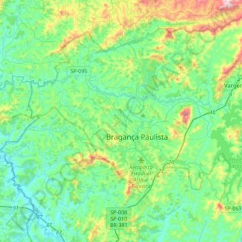 Bragança Paulista topographic map, elevation, terrain