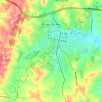 Mount Barker topographic map, elevation, terrain